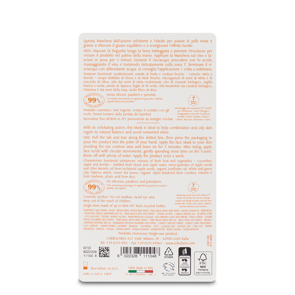 L'erbolario Maschera Scrub Viso Purificante I Colori dell'Orto In Vendita
