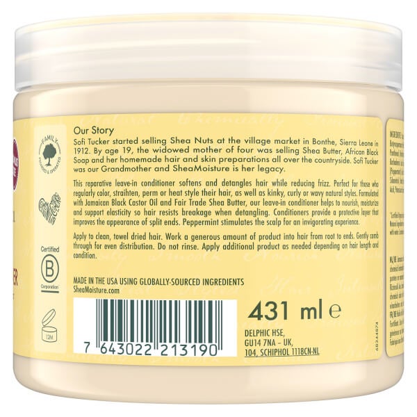 SheaMoisture SHEA MOISTURE BLACK CASTOR OIL STRENGTHEN GROW & RESTORE LEAVE-IN BALSAMO 454g Negozio
