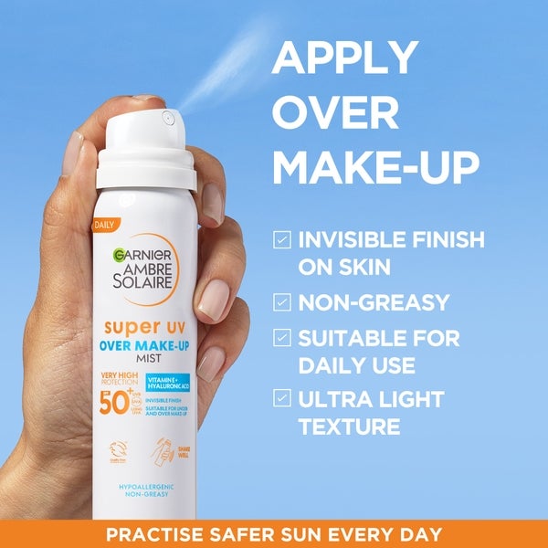 Garnier Over Makeup Super Spray Protezione UV SPF50 Garnier Ambre Solaire 75ml Pezzi Unici