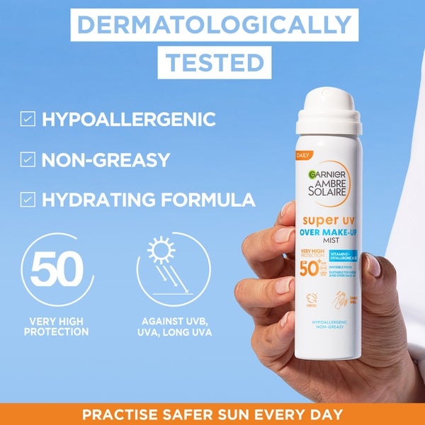 Garnier Over Makeup Super Spray Protezione UV SPF50 Garnier Ambre Solaire 75ml Pezzi Unici