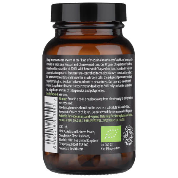 KIKI Health KIKI Health Organic Chaga Extract Mushroom (60 Vegicaps) Nuova