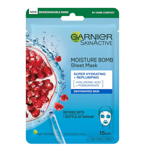 Garnier Garnier Moisture Bomb maschera viso idratante in tessuto al melograno Fino al 65% di sconto