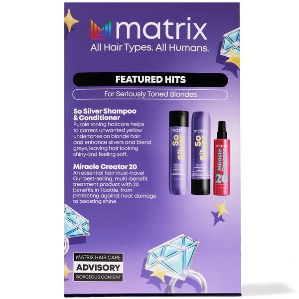 Matrix Matrix So Silver Purple Shampoo Conditioner and Miracle Creator Gift Set for Blonde and Grey Hair Sottocosto