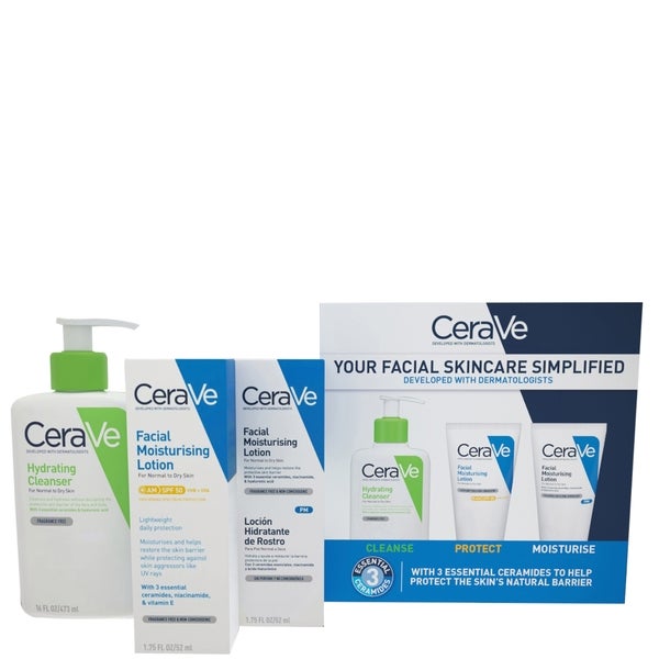 CeraVe CeraVe Exclusive Skincare Routine Simplified Set for Face Cleansing & Moisturising with Hyaluronic Acid SPF & Niacinamide Saldi
