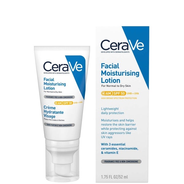 CeraVe CeraVe AM Lozione Idratante Viso SPF50 per Pelle da Normale a Secca 52ml Comprane uno, ottenene uno gratis